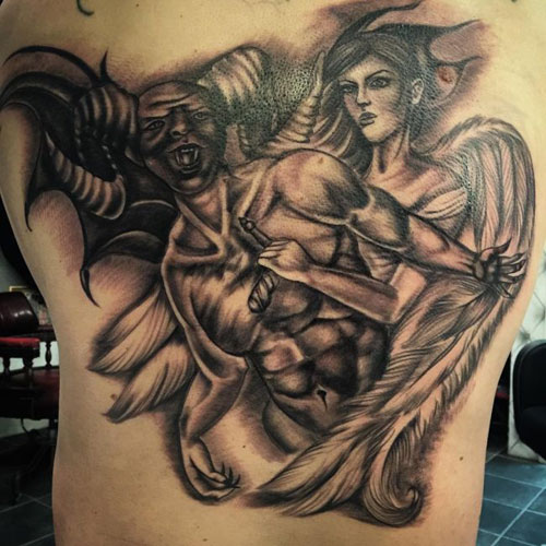 Angel Killing Demon Tattoo