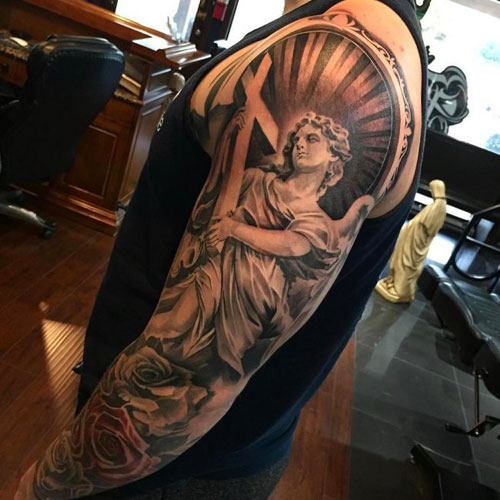 Full Sleeve Religious Angel Tattoos