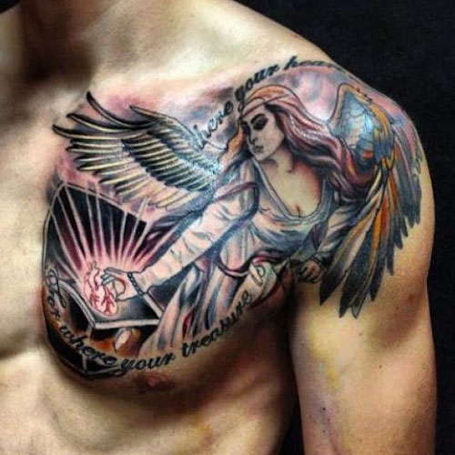 Colorful Flying Angel Tattoo