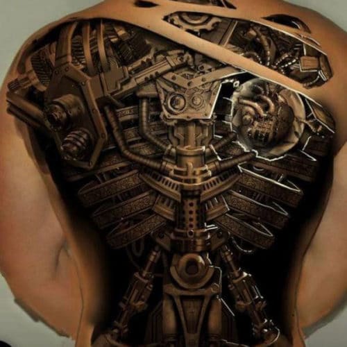 Cool 3D Full Back Tattoo Design