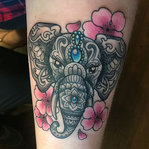 Cute Elephant Arm Tattoo