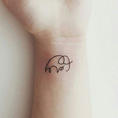 Simple Creative Elephant Tattoo Outline