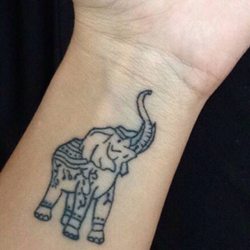 Indian Elephant Wrist Tattoo
