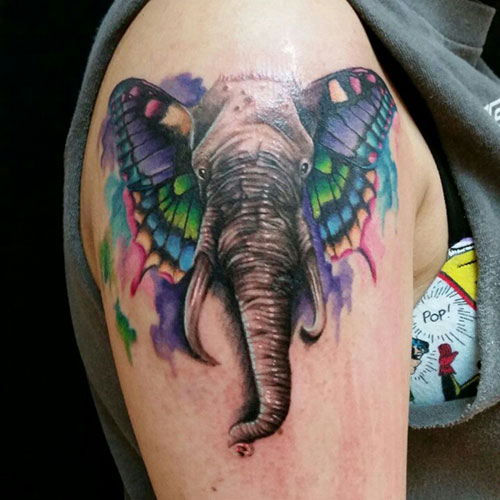 Awesome Elephant Shoulder Tattoo