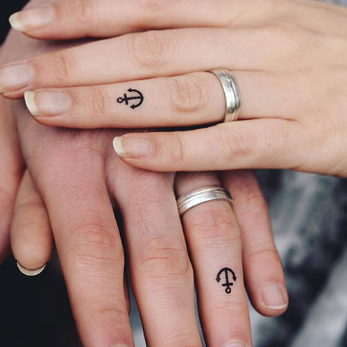 Matching Anchor Couple Tattoos