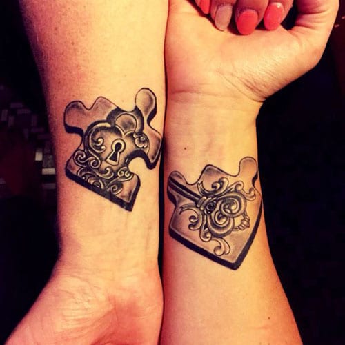 Lock and Key Matching Couple Tattoo Designs