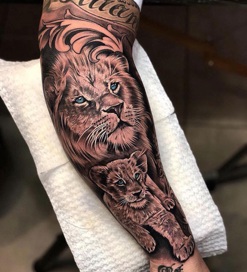 Cool Full Sleeve Lion Tattoos