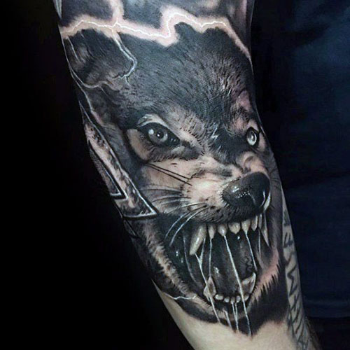 Badass Wolf Forearm Tattoo Designs