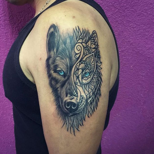 Wolf Tattoos on Upper Arm