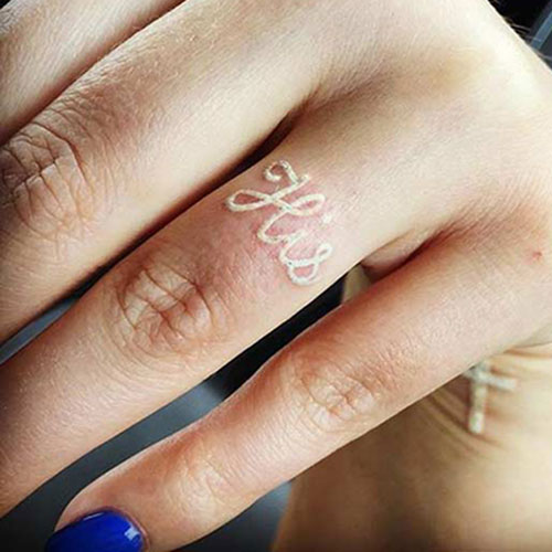 Cute Ring Finger White Ink Tattoo