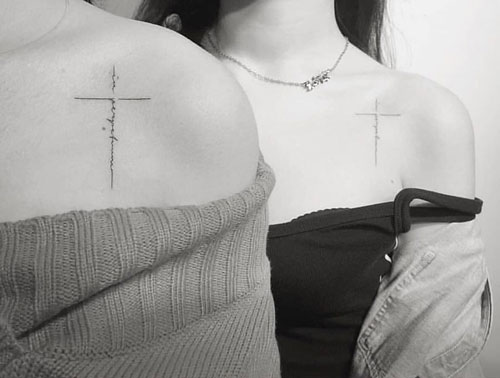 Cool Matching Cross Tattoo