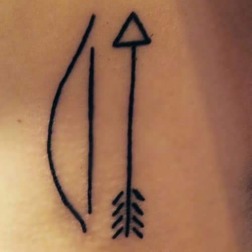 Men's Small Tattoos - Bow and Arrow