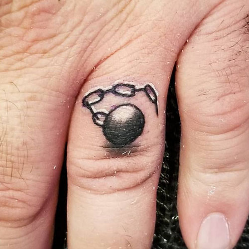Small Ball and Chain Tattoo