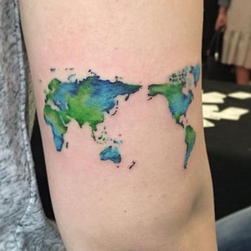 Cool World Map Tattoo