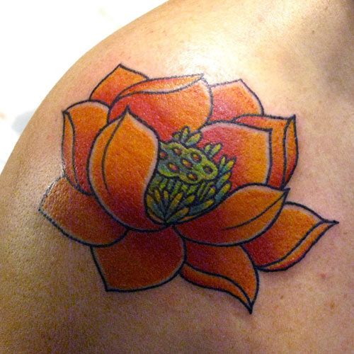 Lotus Flower Shoulder Tattoos