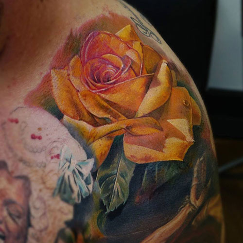 Yellow Rose Flower Tattoo