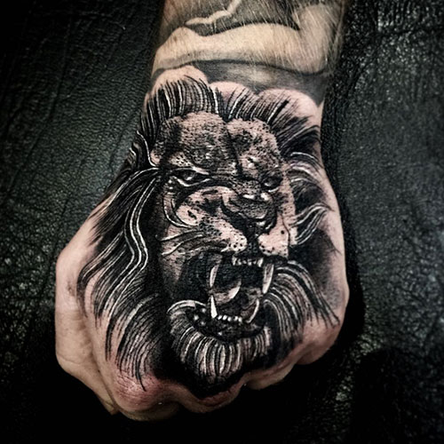 Badass Lion Hand Tattoos