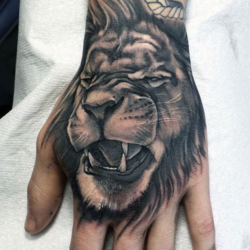 Animal Hand Tattoos - Lion