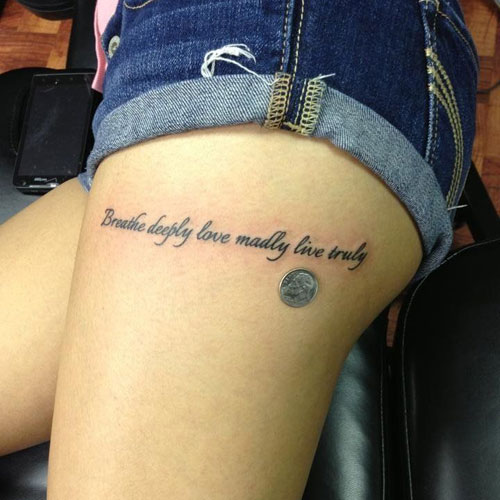 Best Quote Thigh Tattoos For Women