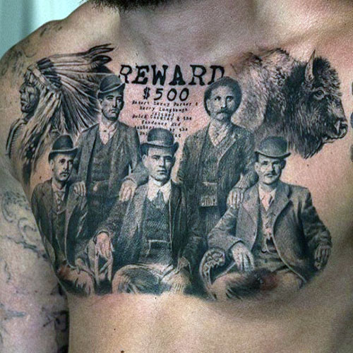 Men's Chest Piece Tattoos - Gangsters