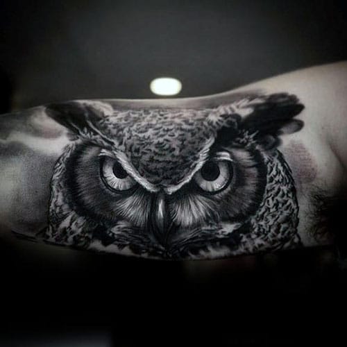 Owl Tattoo on Bicep