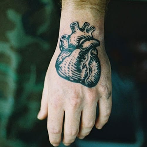 Heart Tattoo On Hand For Men