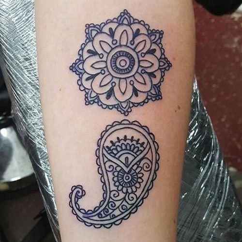 Ornamental Mandala Semicolon Tattoo